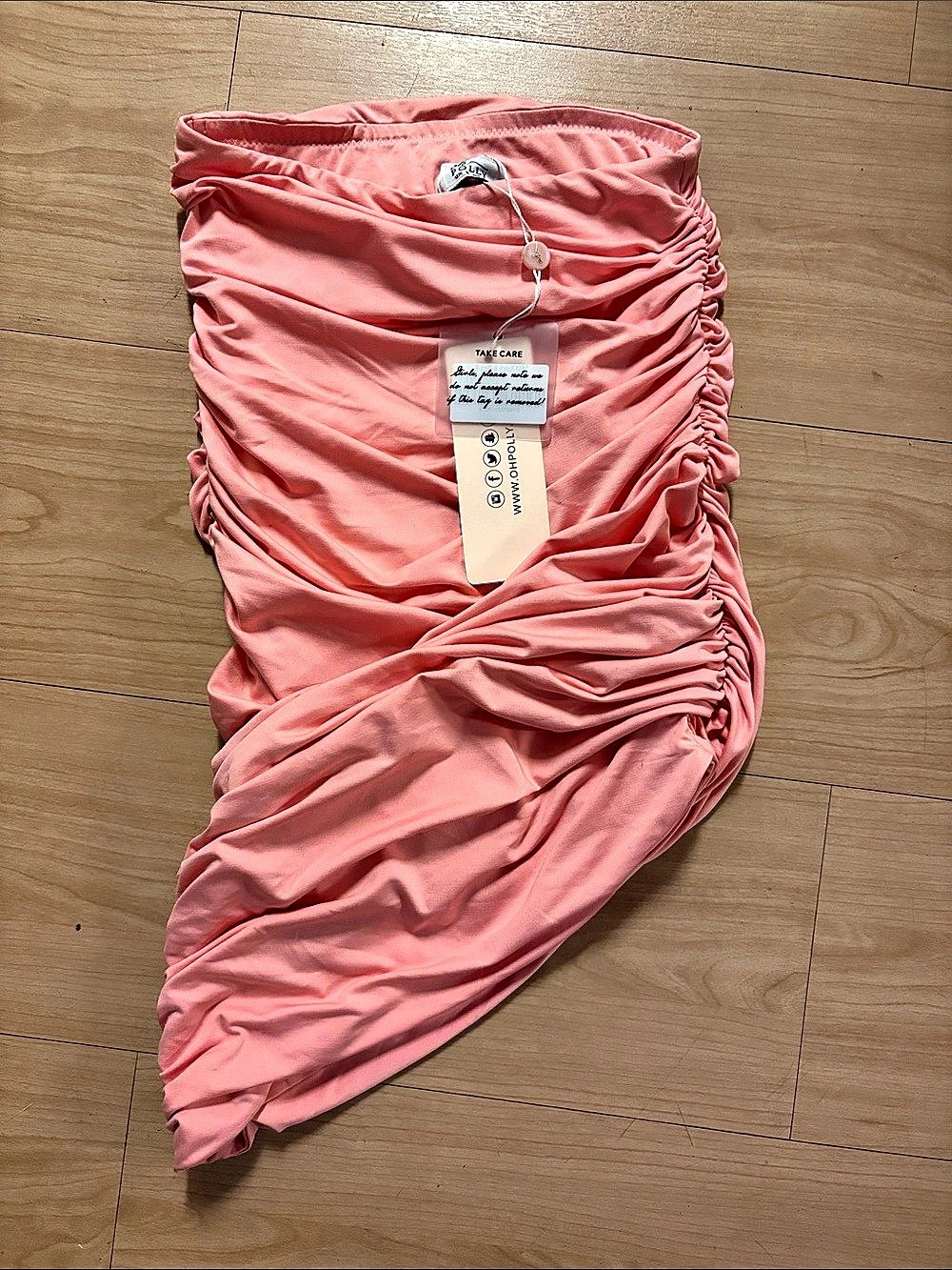 Oh Polly Romy Asymmetric Ruched Maxi Skirt Pink
